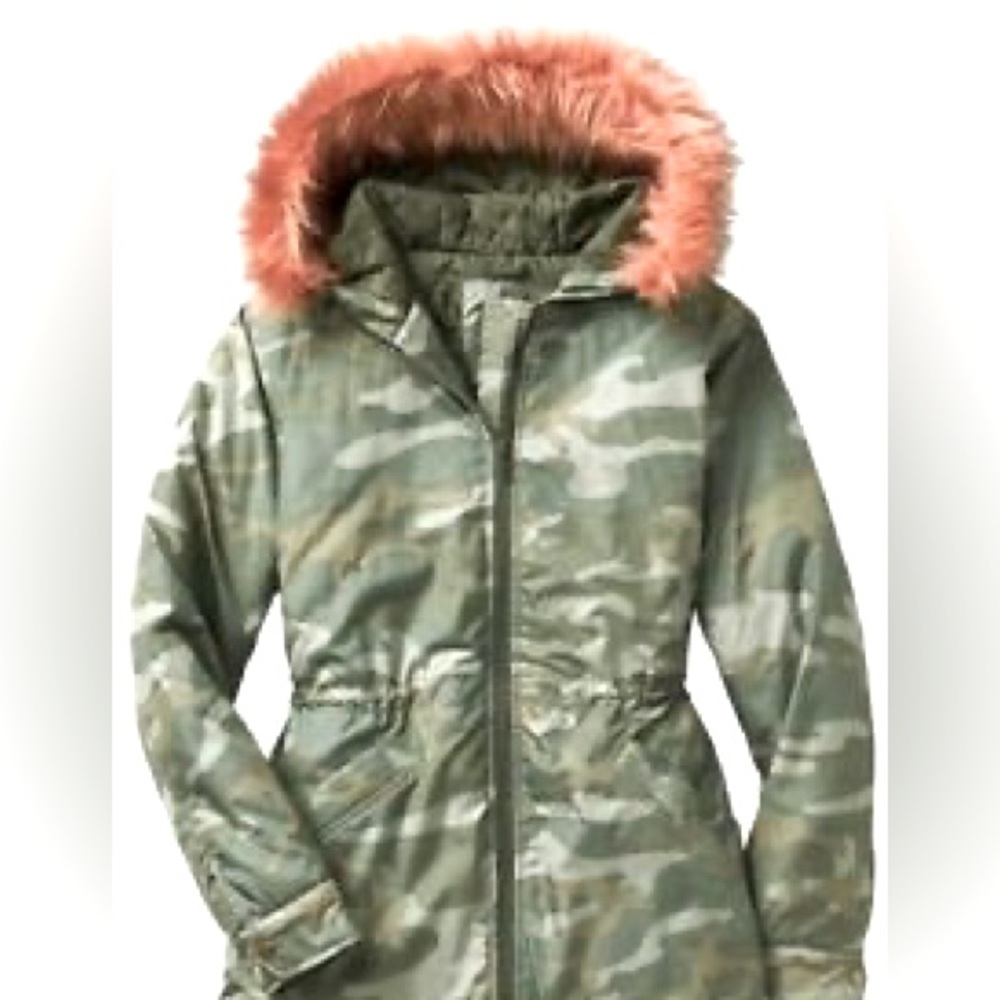 GAP fur trim parka jacket camouflage